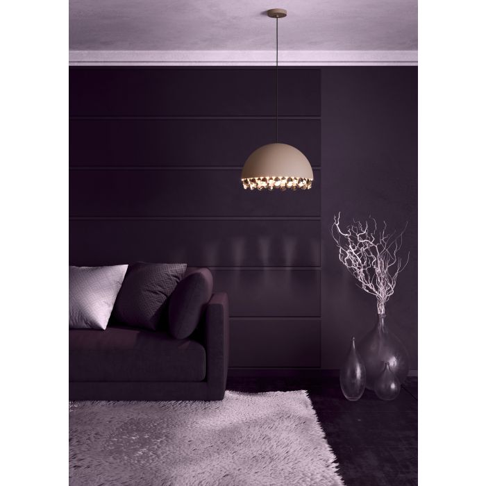 Eglo Gaetano 2 Μοντέρνο Κρεμαστό Φωτιστικό Μονόφωτο με Κρύσταλλα και Ντουί E27 σε Καφέ Χρώμα 39948